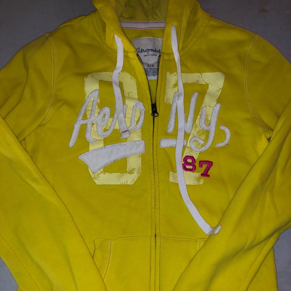 Aeropostale yellow zip up hoodie